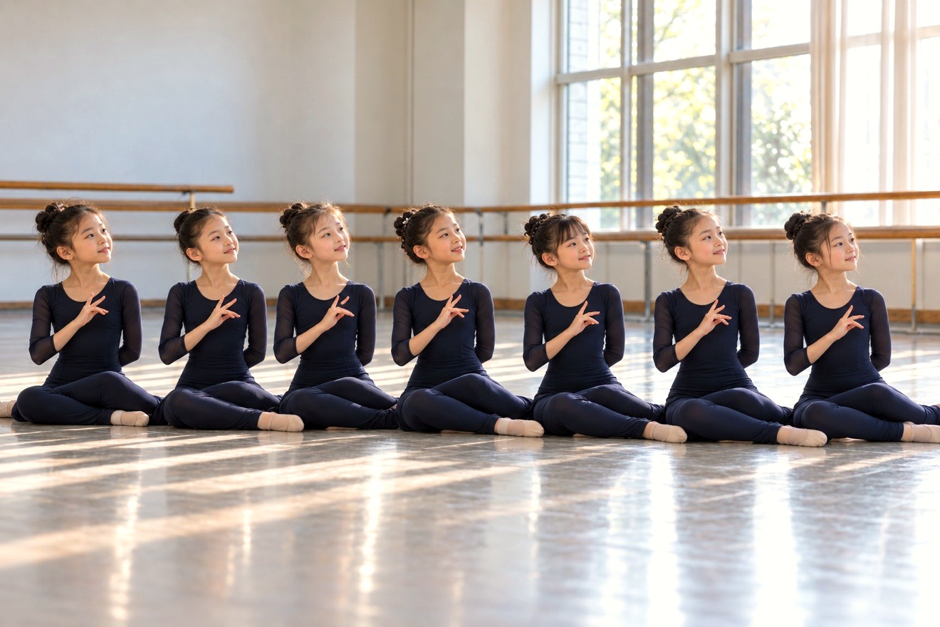Chinese dance class practicing hand gestures